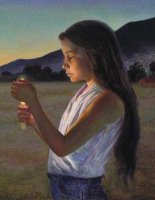 Young girl with candle - Click image to see whole painting